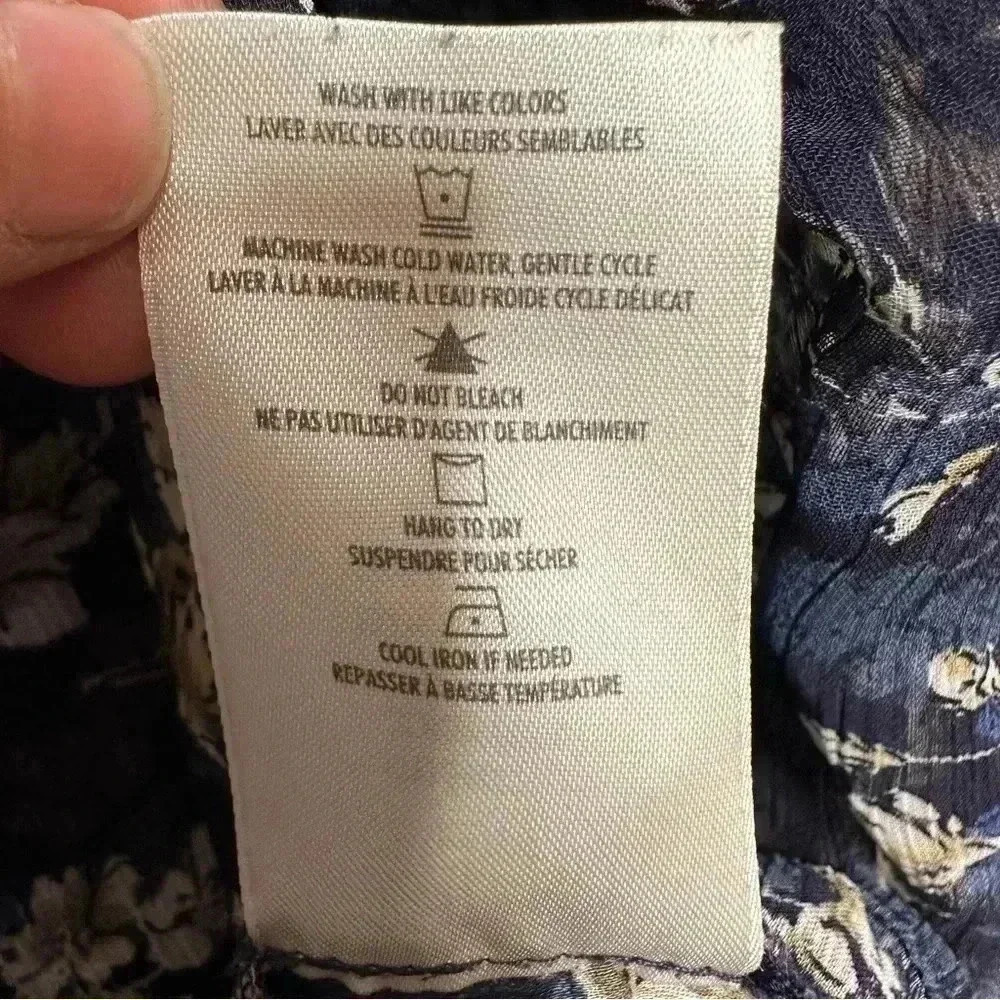 Denver Hayes Boho Blouse Sheet Flowy Floral Blue/White/Brown Size Extra Large - Picture 11 of 16
